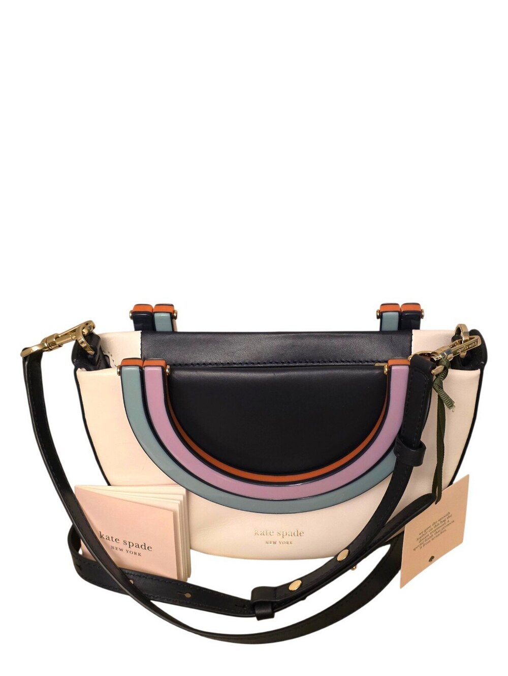 Kate Spade NWOT Colorblock Circular Handle Leather Crossbody Bag Rare 2019